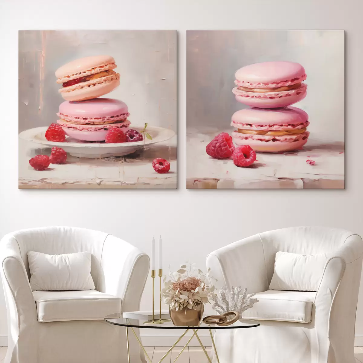 Wandbilder Macarons und Himbeeren, Nachbildung eines Gemäldes m31103