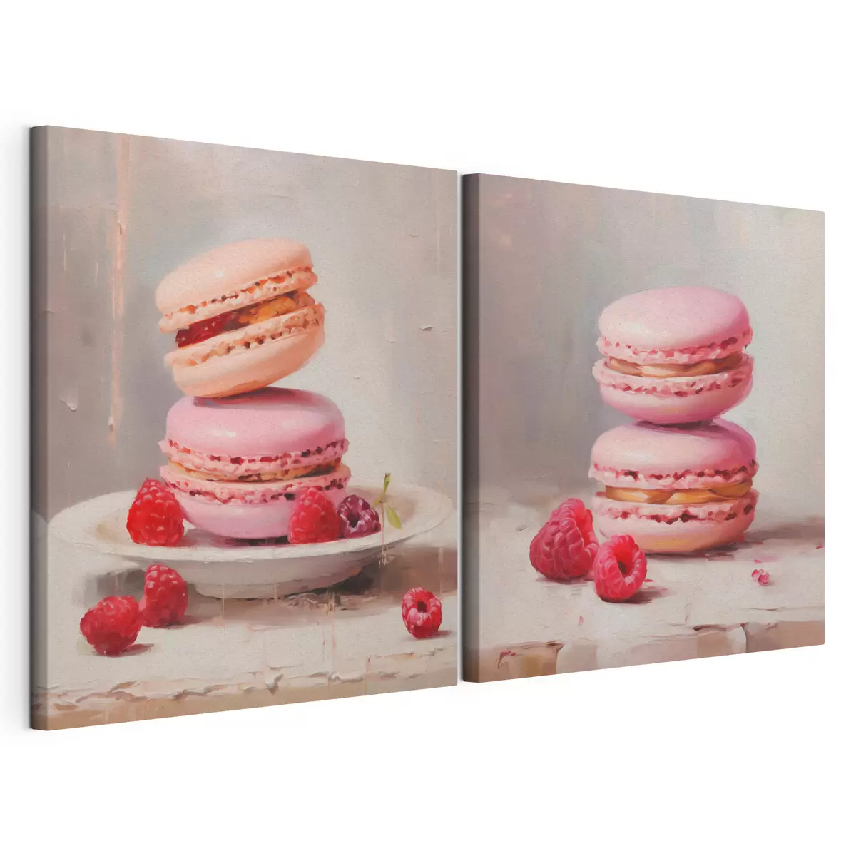 Wandbilder Macarons und Himbeeren, Nachbildung eines Gemäldes m31103