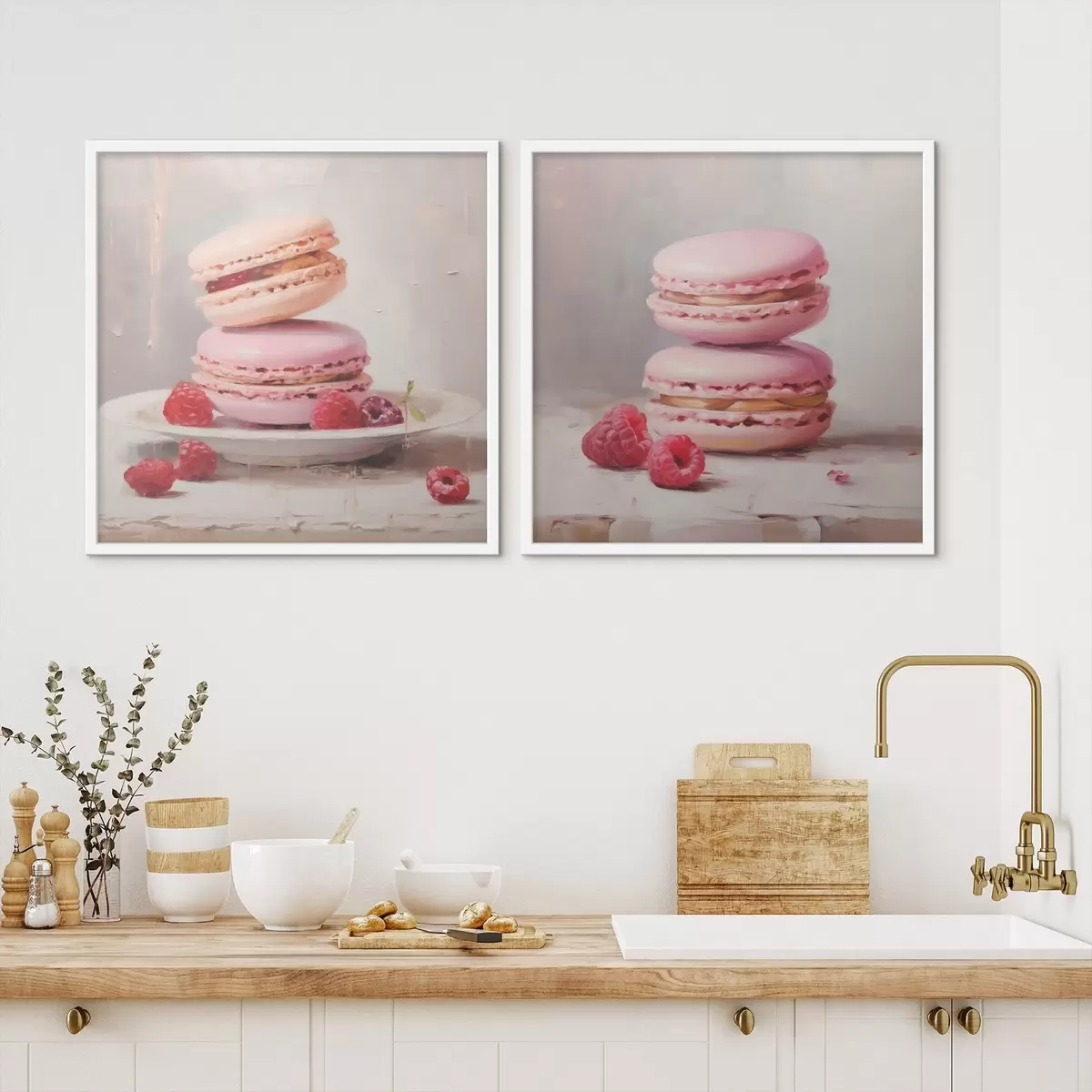 Poster Macarons und Himbeeren, Nachbildung eines Gemäldes d31103
