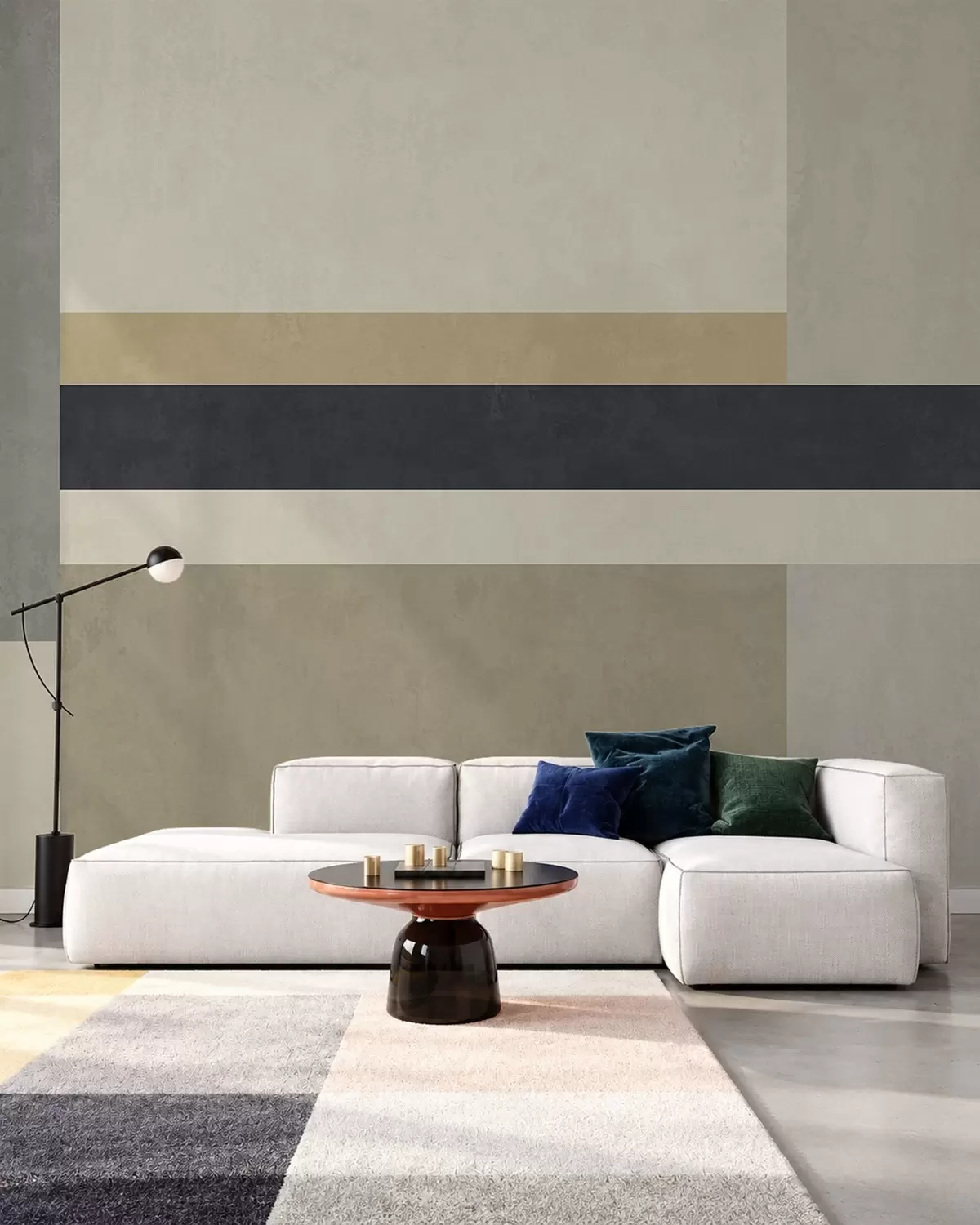 Fototapete Geometrische Blöcke in Beige- und Grautönen mit einem dunklen Streifen w05890v1