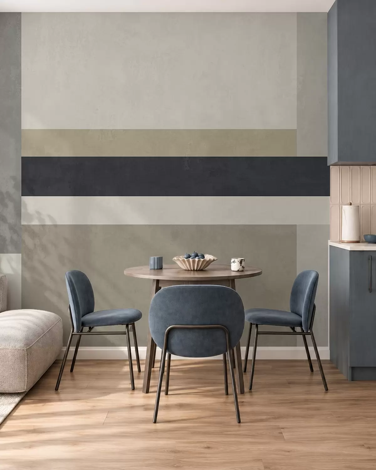 Fototapete Geometrische Blöcke in Beige- und Grautönen mit einem dunklen Streifen w05890v1