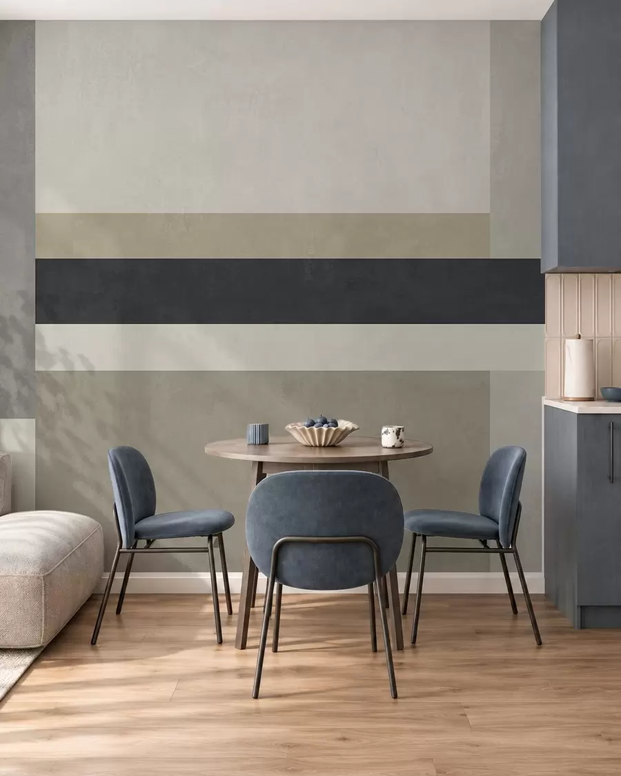 Fototapete Geometrische Blöcke in Beige- und Grautönen mit einem dunklen Streifen w05890v1