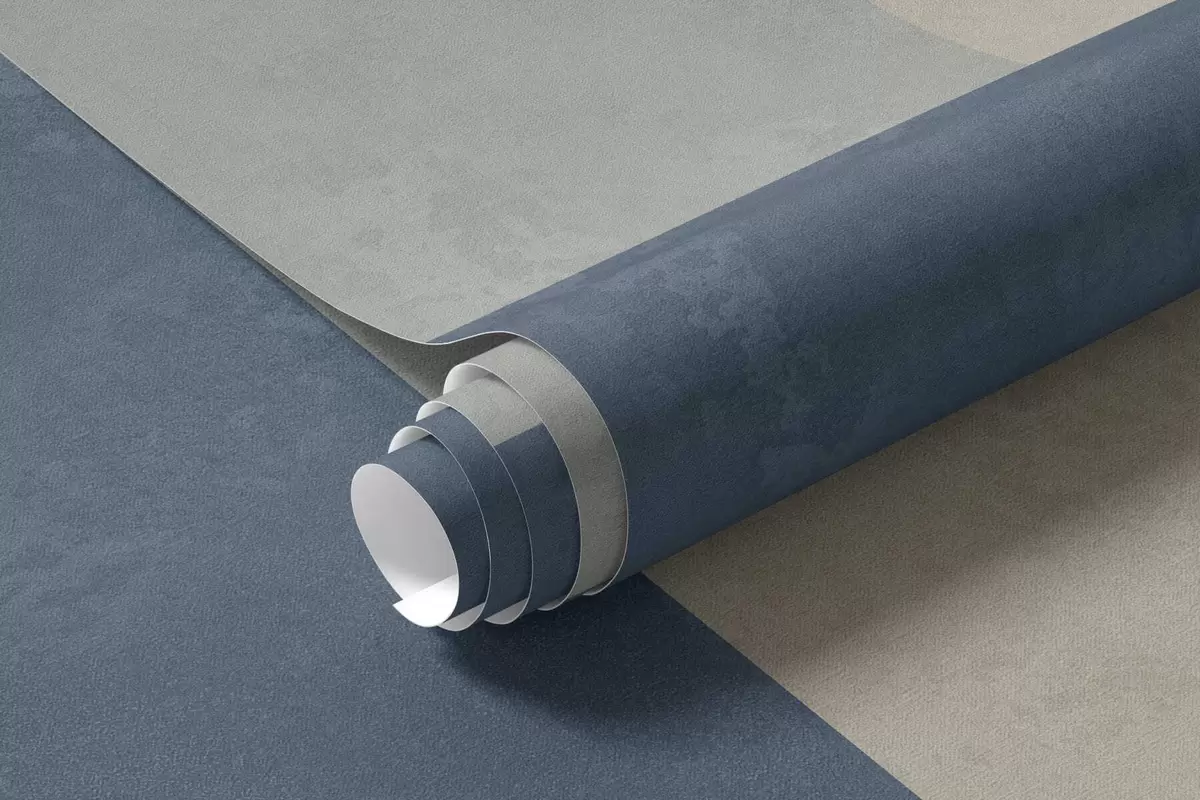 Fototapete Geometrische Blöcke in Grau- und Beigetönen mit einem blauen Streifen w05891v1