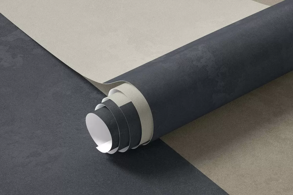 Fototapete Geometrische Komposition aus beigen und grauen Blöcken mit einem dunklen Streifen w05891v3