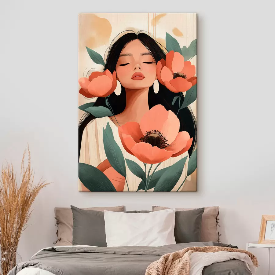 Wandbilder Ein Mädchen mit Mohnblumen s51050