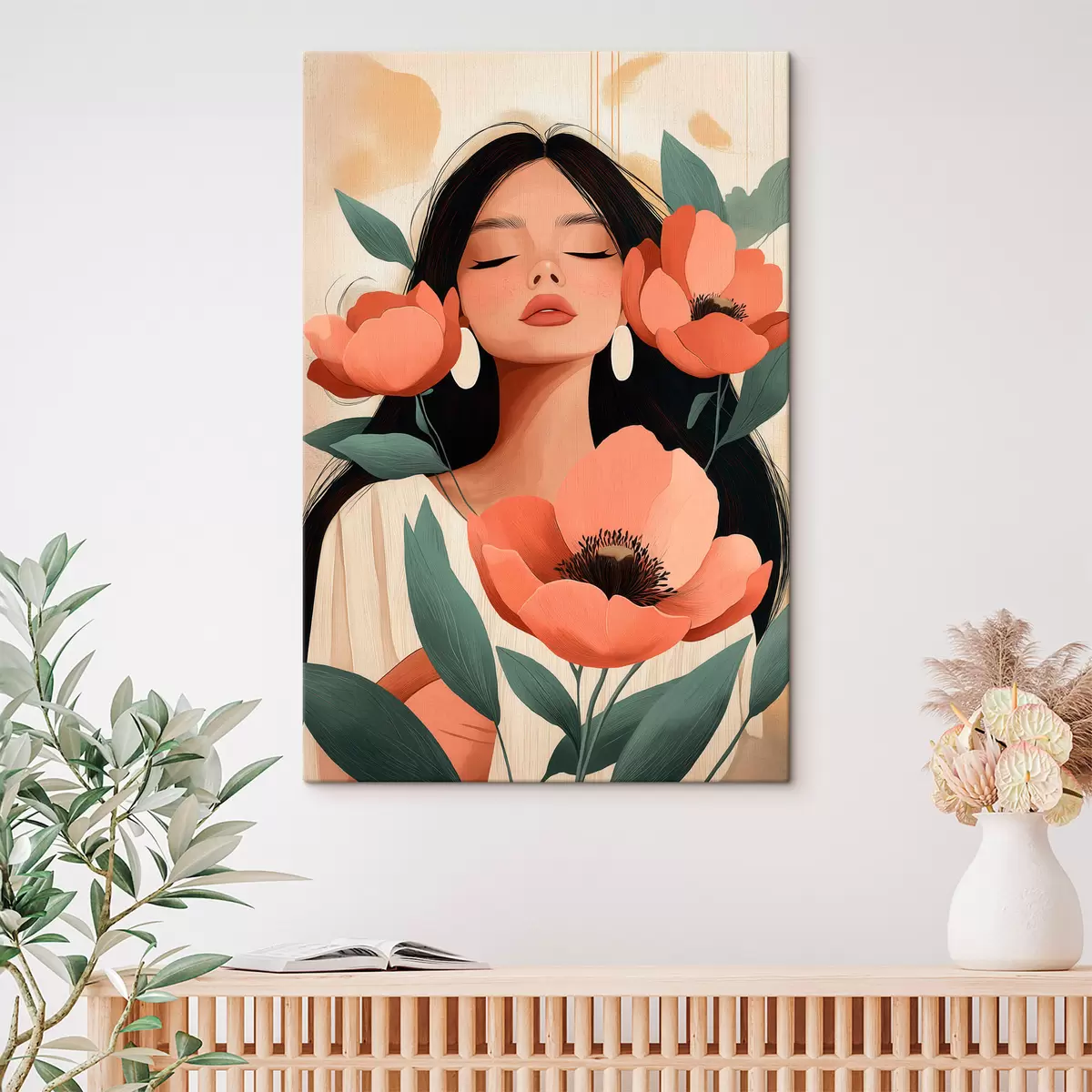 Wandbilder Ein Mädchen mit Mohnblumen s51050