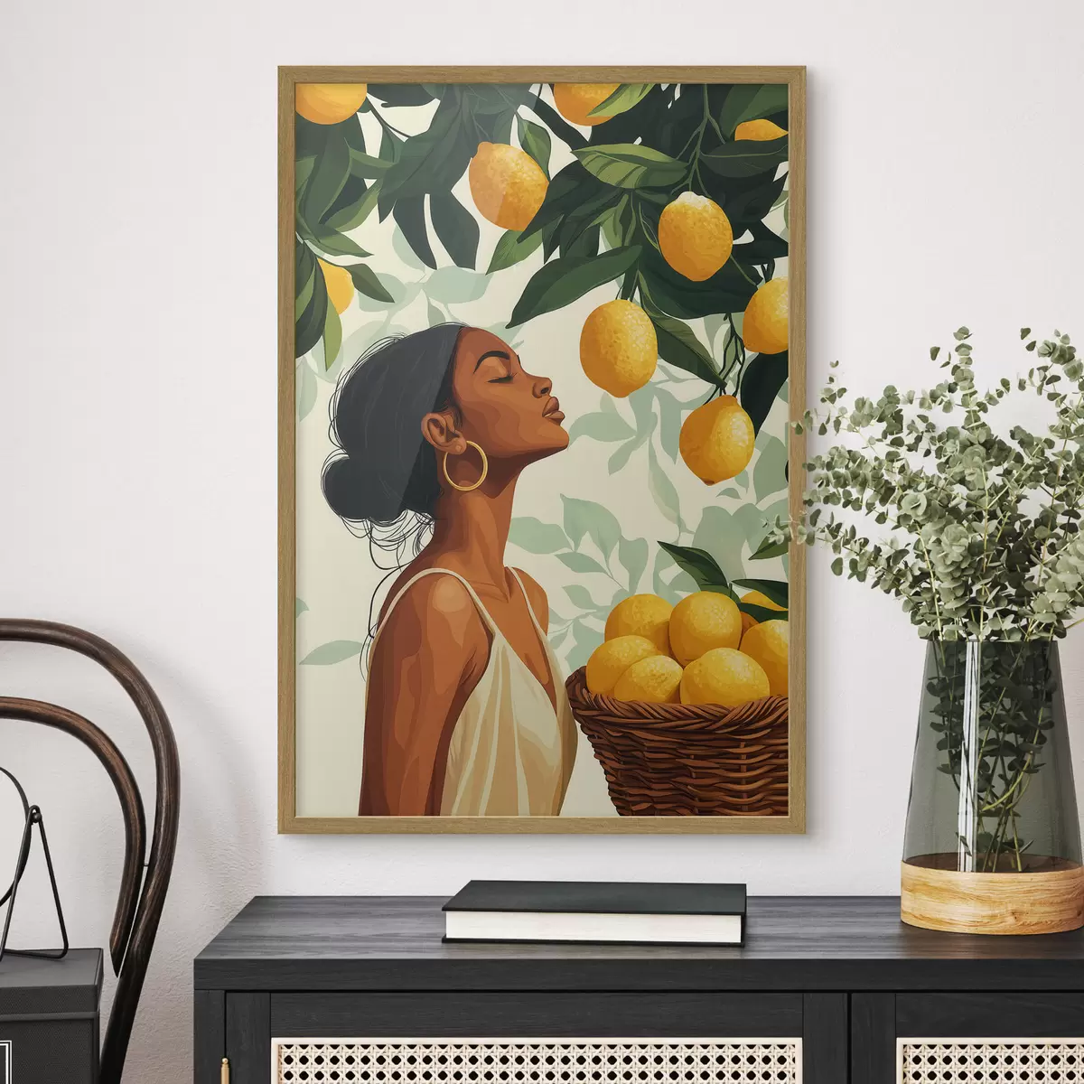 Poster Ein Mädchen unter Zitronen f51049