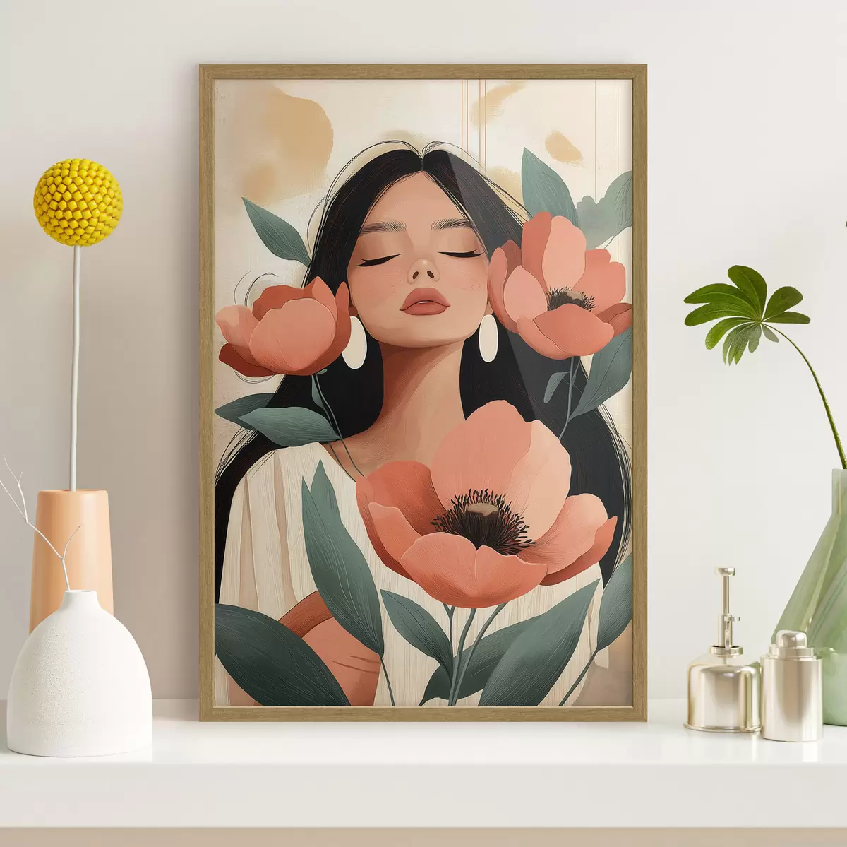 Poster Ein Mädchen mit Mohnblumen f51050