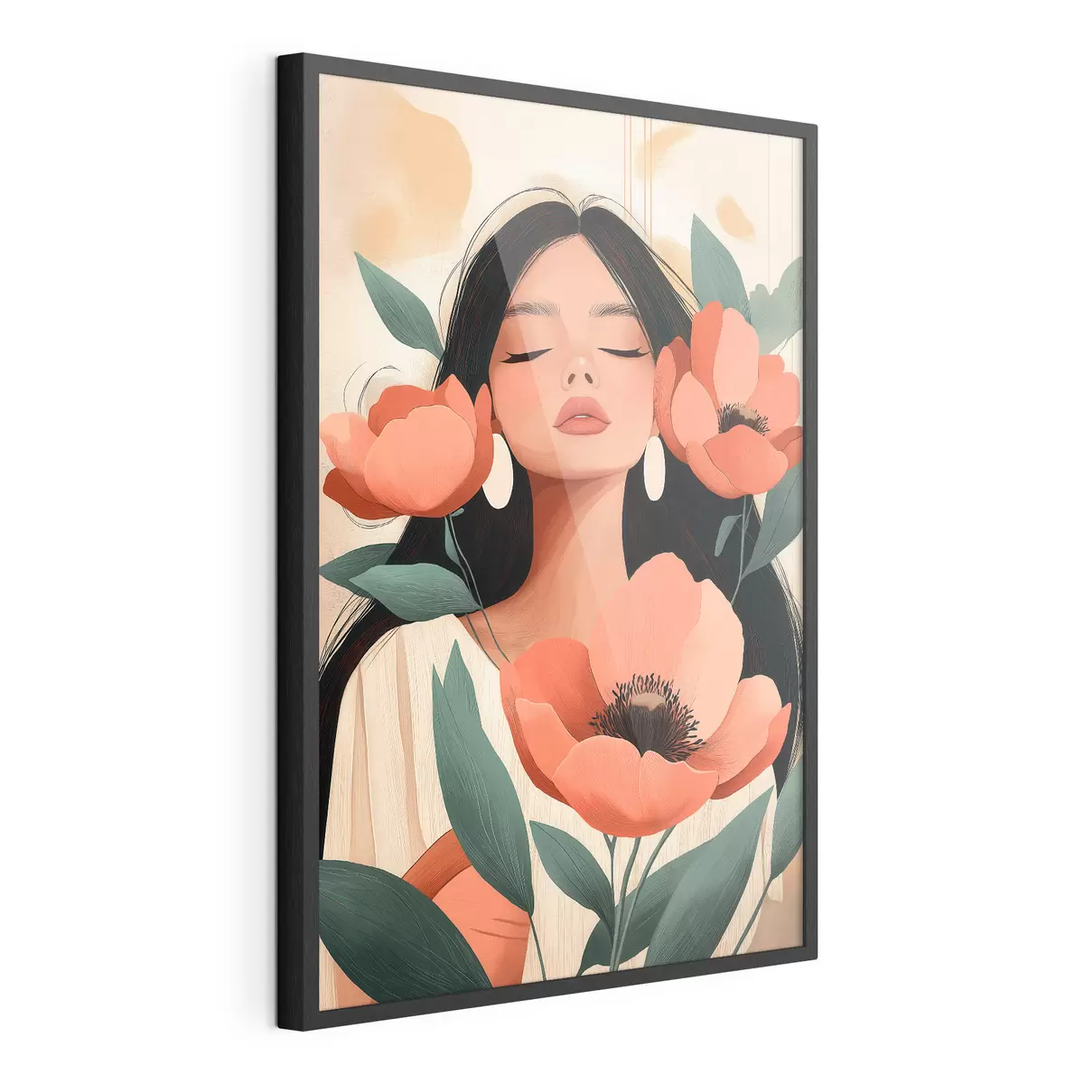 Poster Ein Mädchen mit Mohnblumen f51050