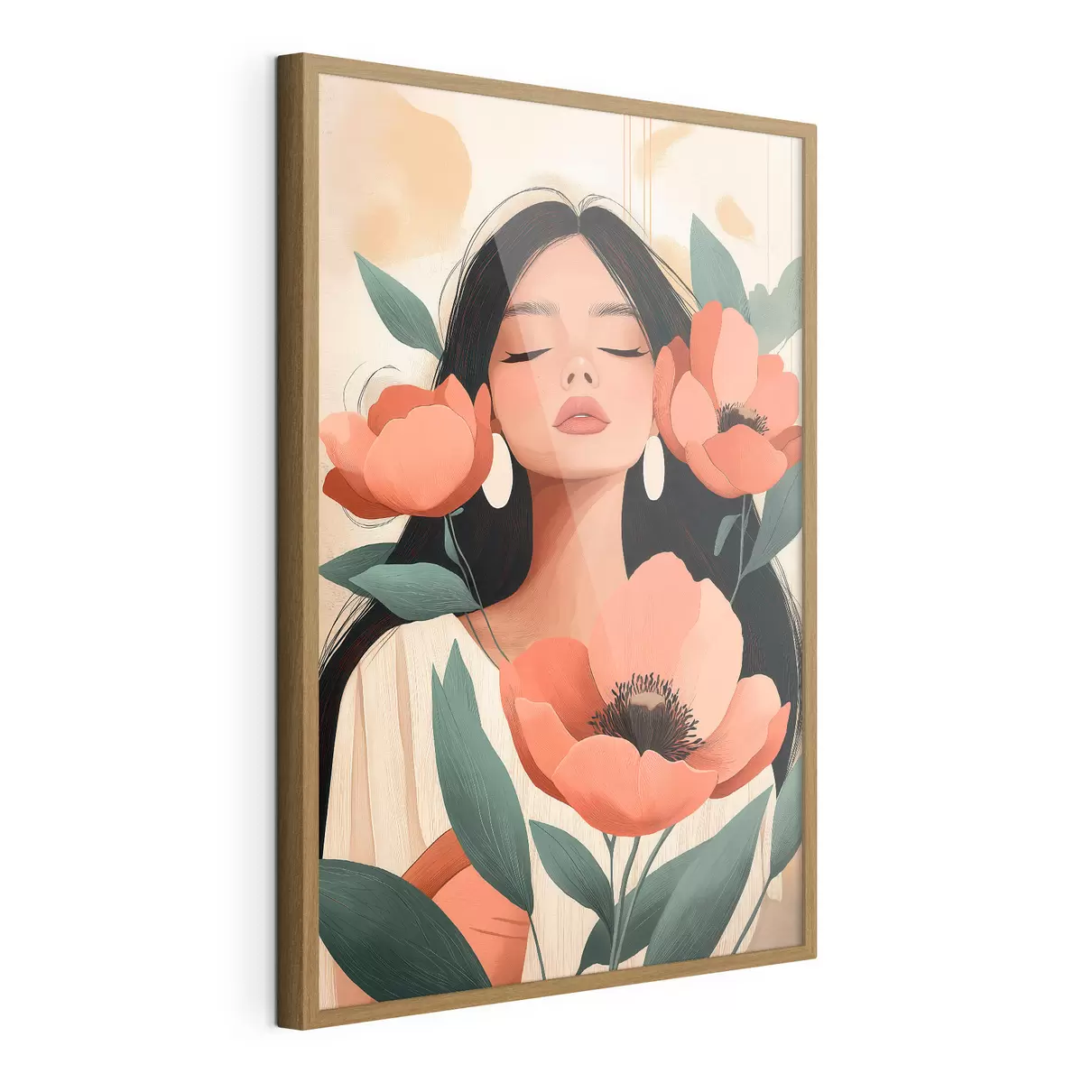 Poster Ein Mädchen mit Mohnblumen f51050