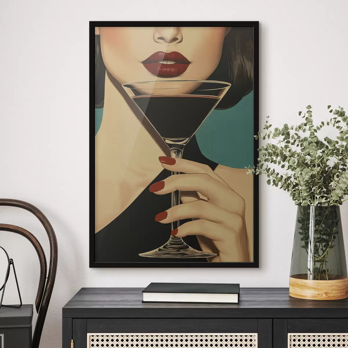 Poster Ein Mädchen mit einem Glas f51052