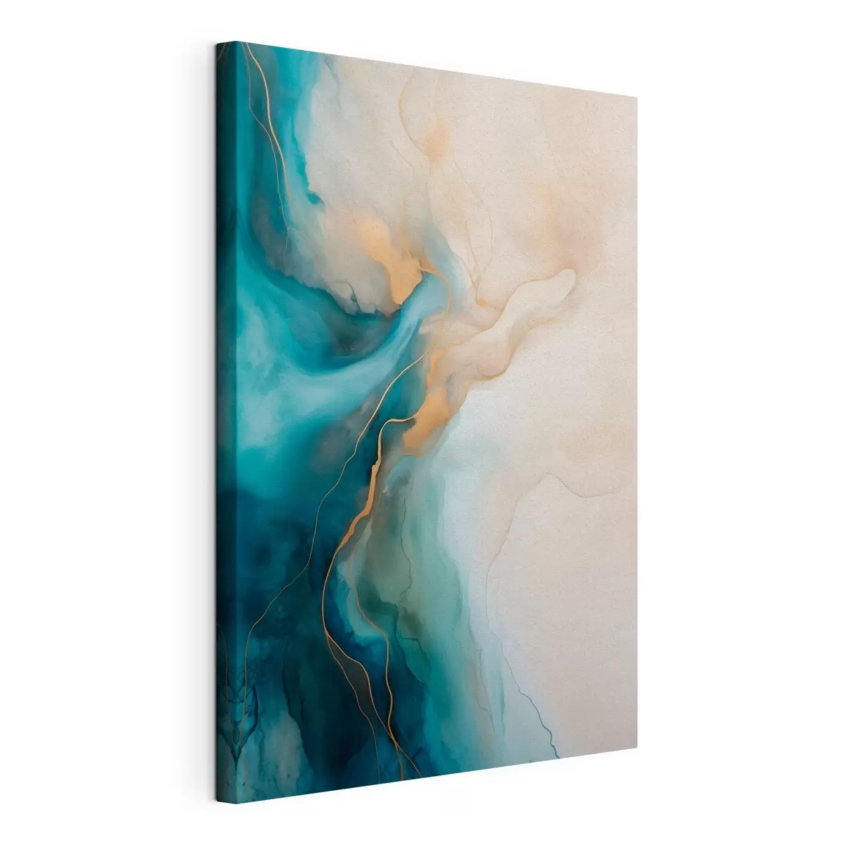 Wandbilder Wellen aus azurblauem und sandfarbenem Marmor s51082