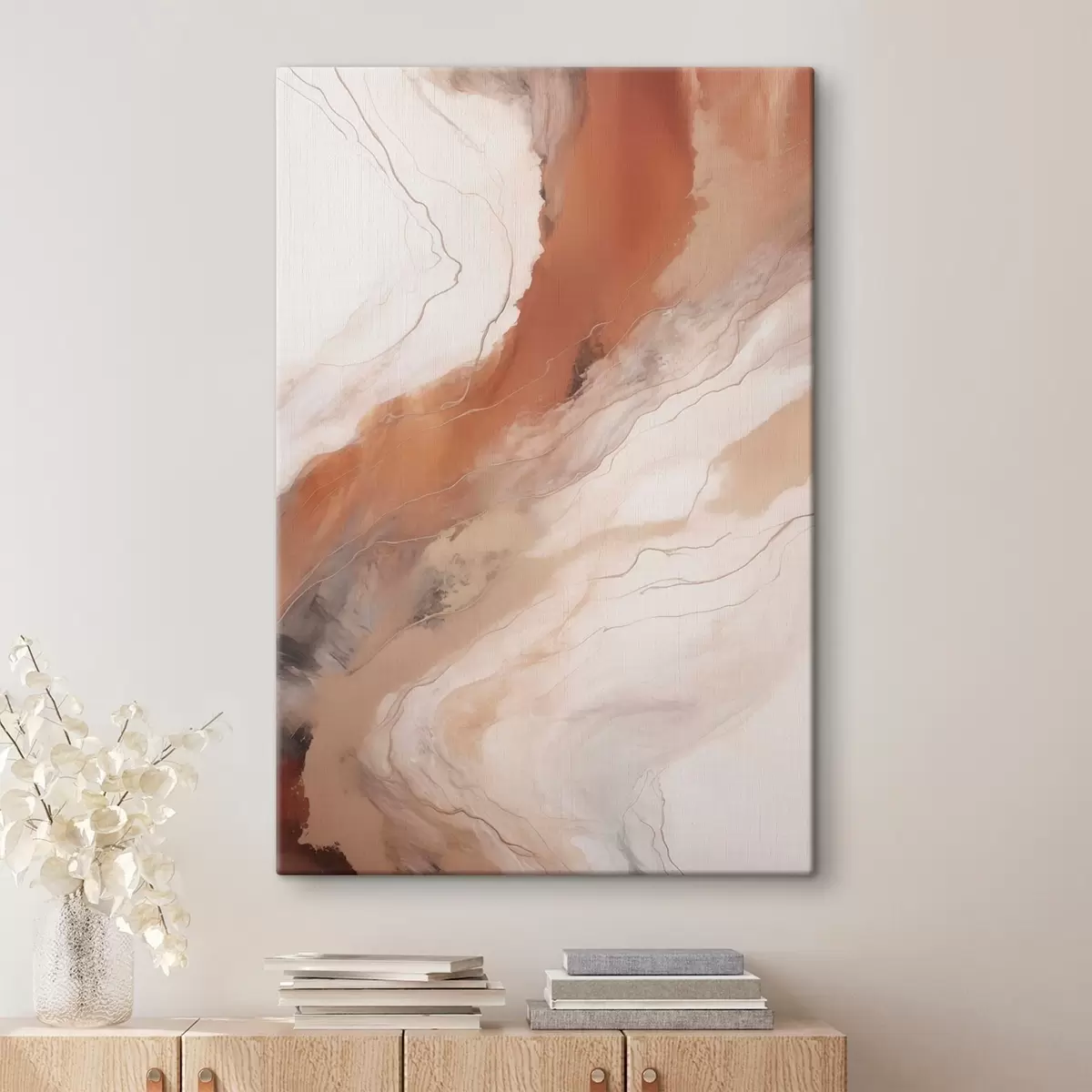 Wandbilder Warme Terrakotta-Wellen in der Fluid-Art s51085
