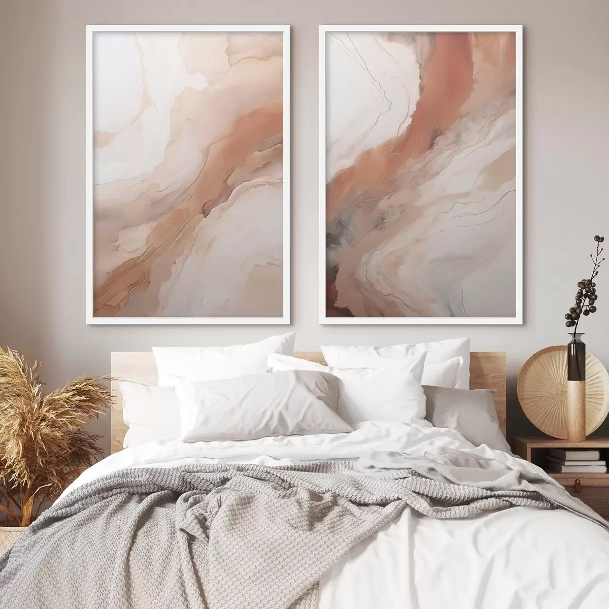 Poster Flüssige Kunstschichten in Beige und Terrakotta d31089