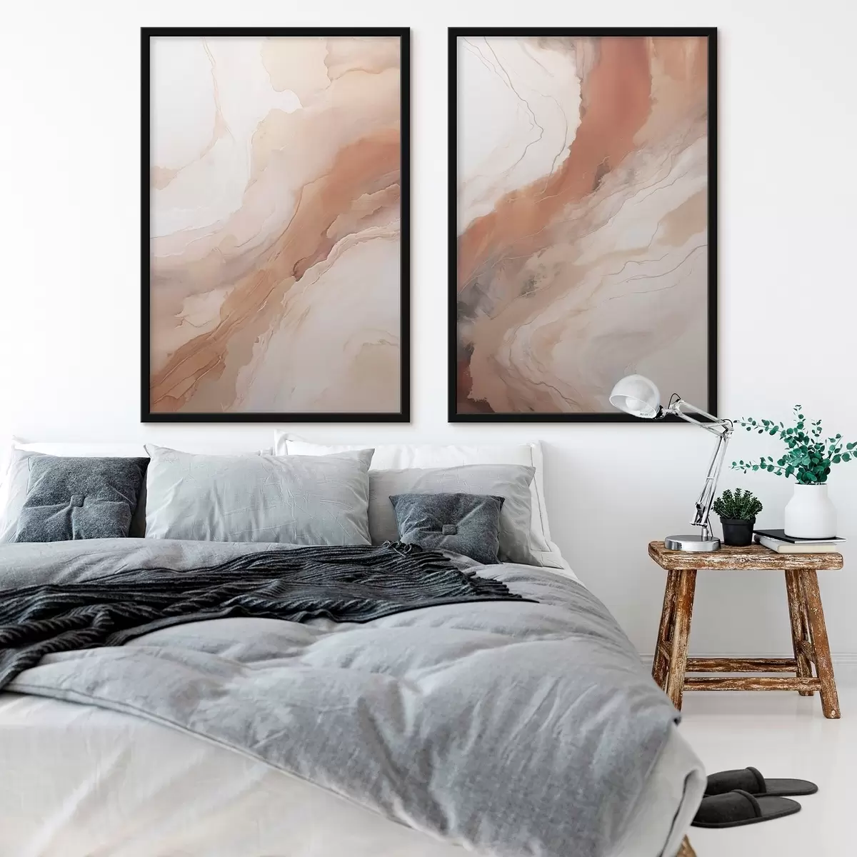 Poster Flüssige Kunstschichten in Beige und Terrakotta d31089