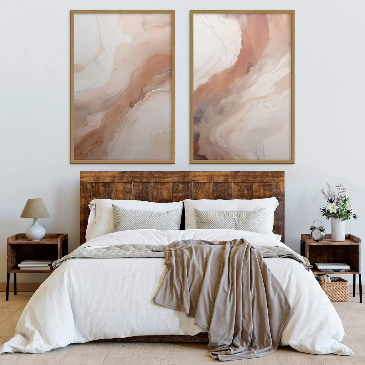 Poster Flüssige Kunstschichten in Beige und Terrakotta d31089