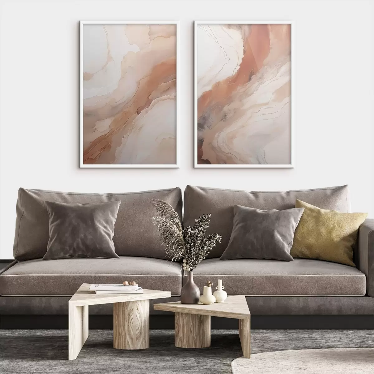 Poster Flüssige Kunstschichten in Beige und Terrakotta d31089