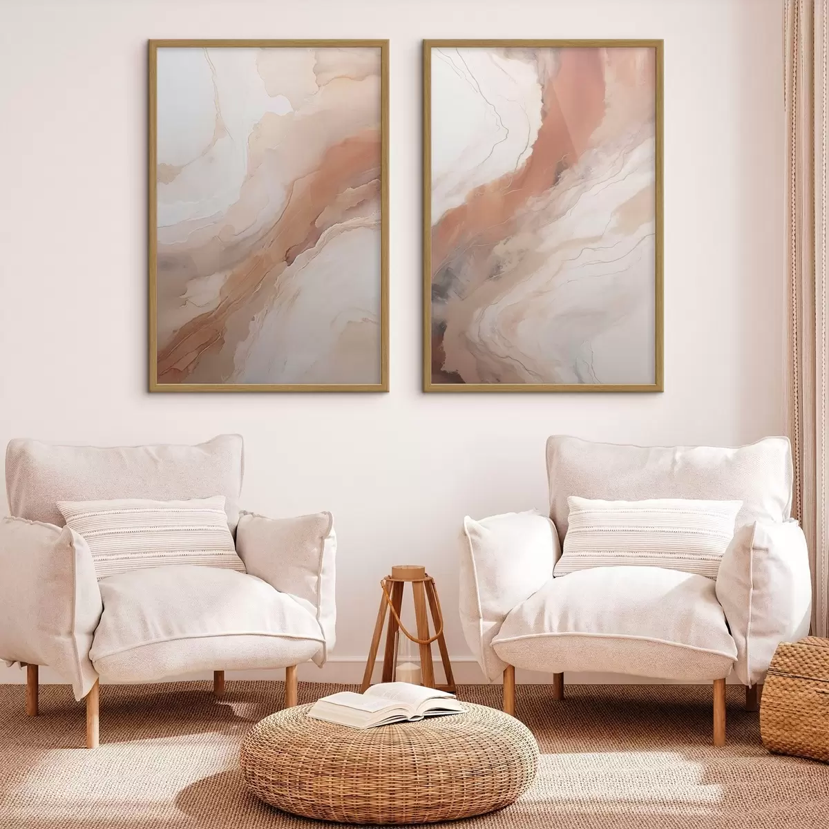 Poster Flüssige Kunstschichten in Beige und Terrakotta d31089
