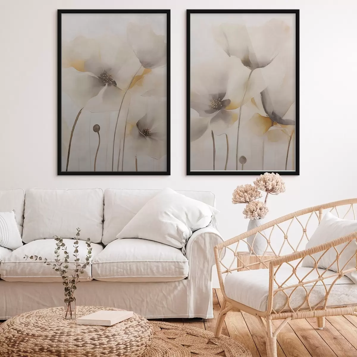 Poster Luftige Mohnblumen in Pastelltönen d31090
