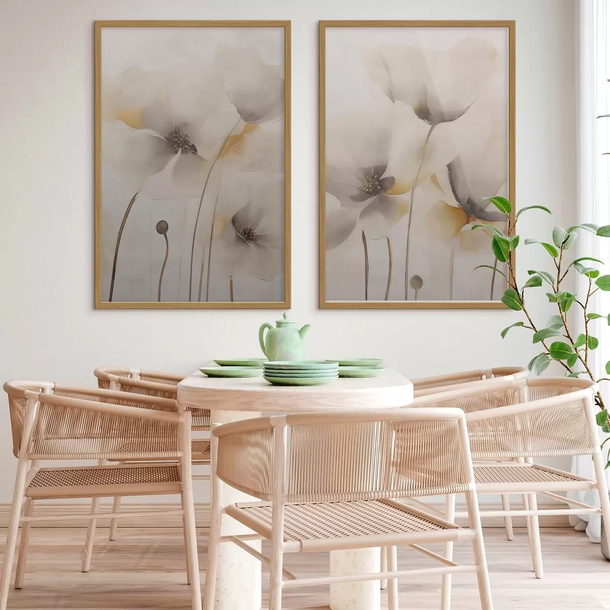 Poster Luftige Mohnblumen in Pastelltönen d31090