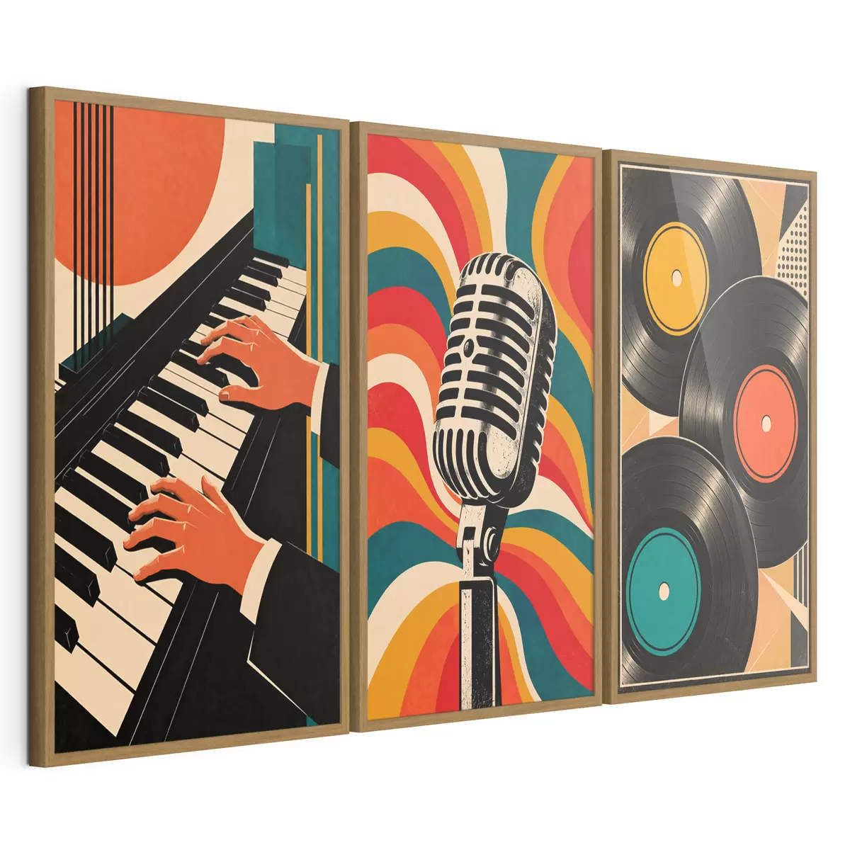 Poster Vintage-Musikmotive in leuchtenden Farben d31115