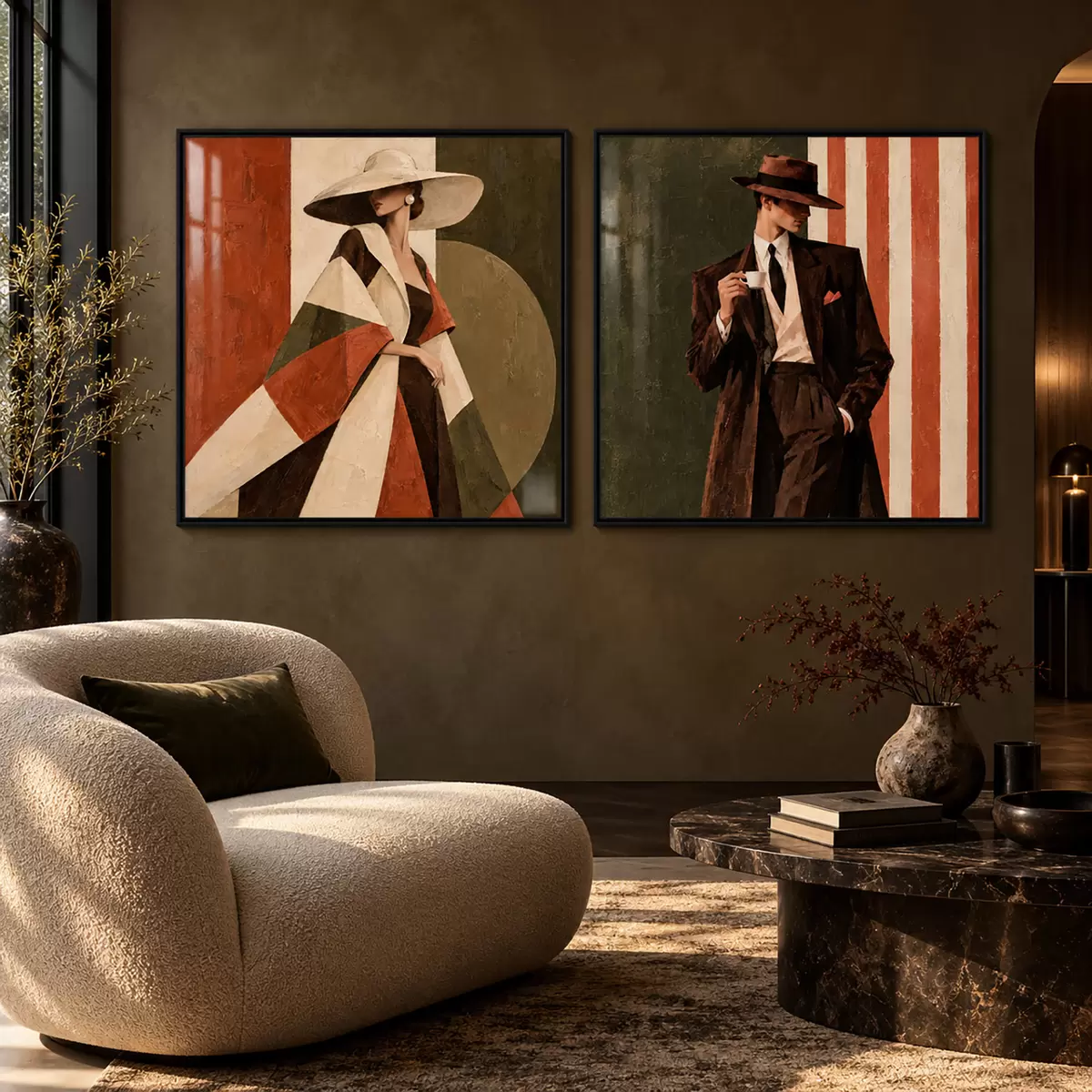 Poster Stilvolle Figuren in moderner Kleidung d31116