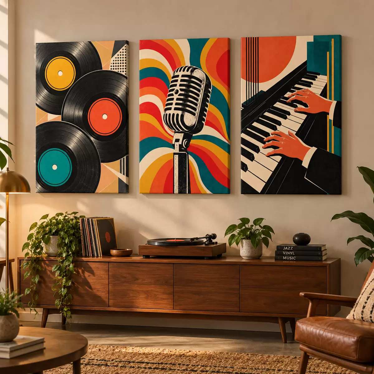 Wandbilder Musikalische Elemente in leuchtenden Farben m31115
