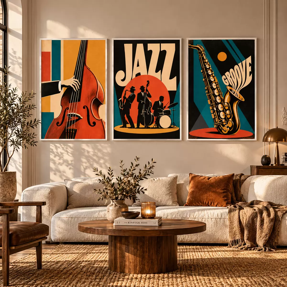 Poster Jazzmusiker in leuchtenden Farben d31114