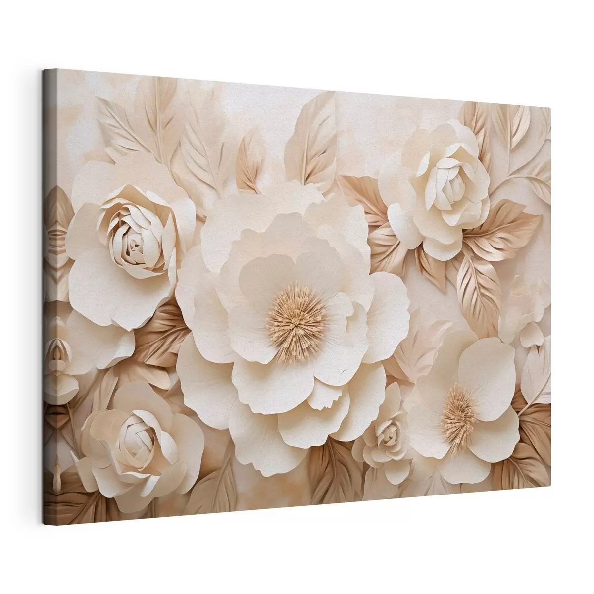 Wandbilder 3D-Gipsrelief mit weißen Blumen s51096