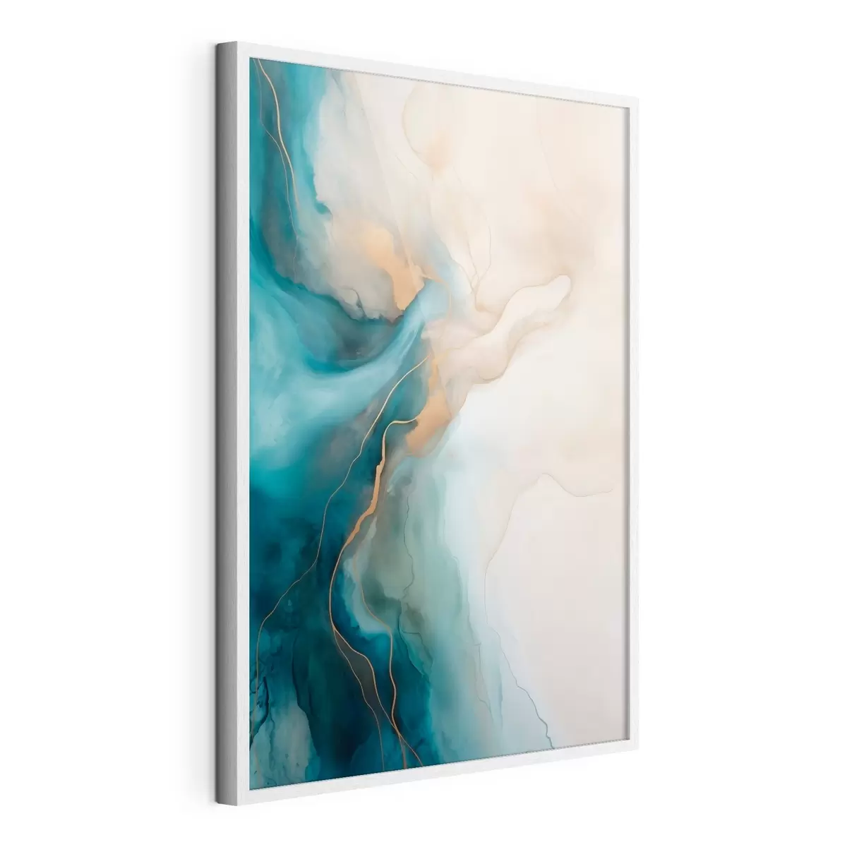 Poster Wellen aus azurblauem und sandfarbenem Marmor f51082