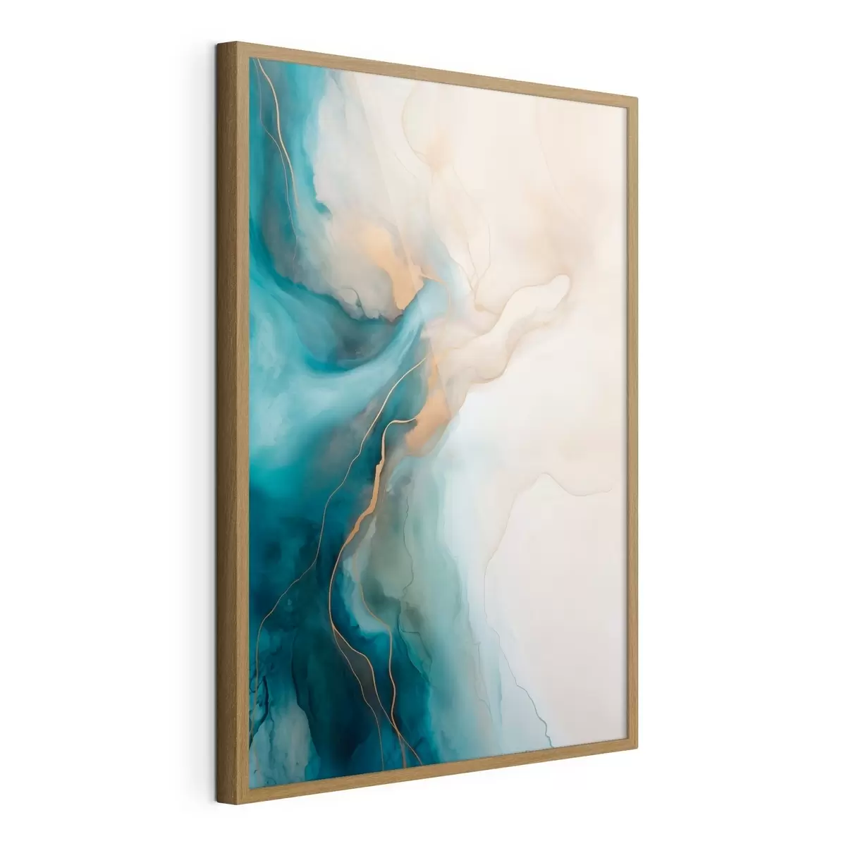 Poster Wellen aus azurblauem und sandfarbenem Marmor f51082