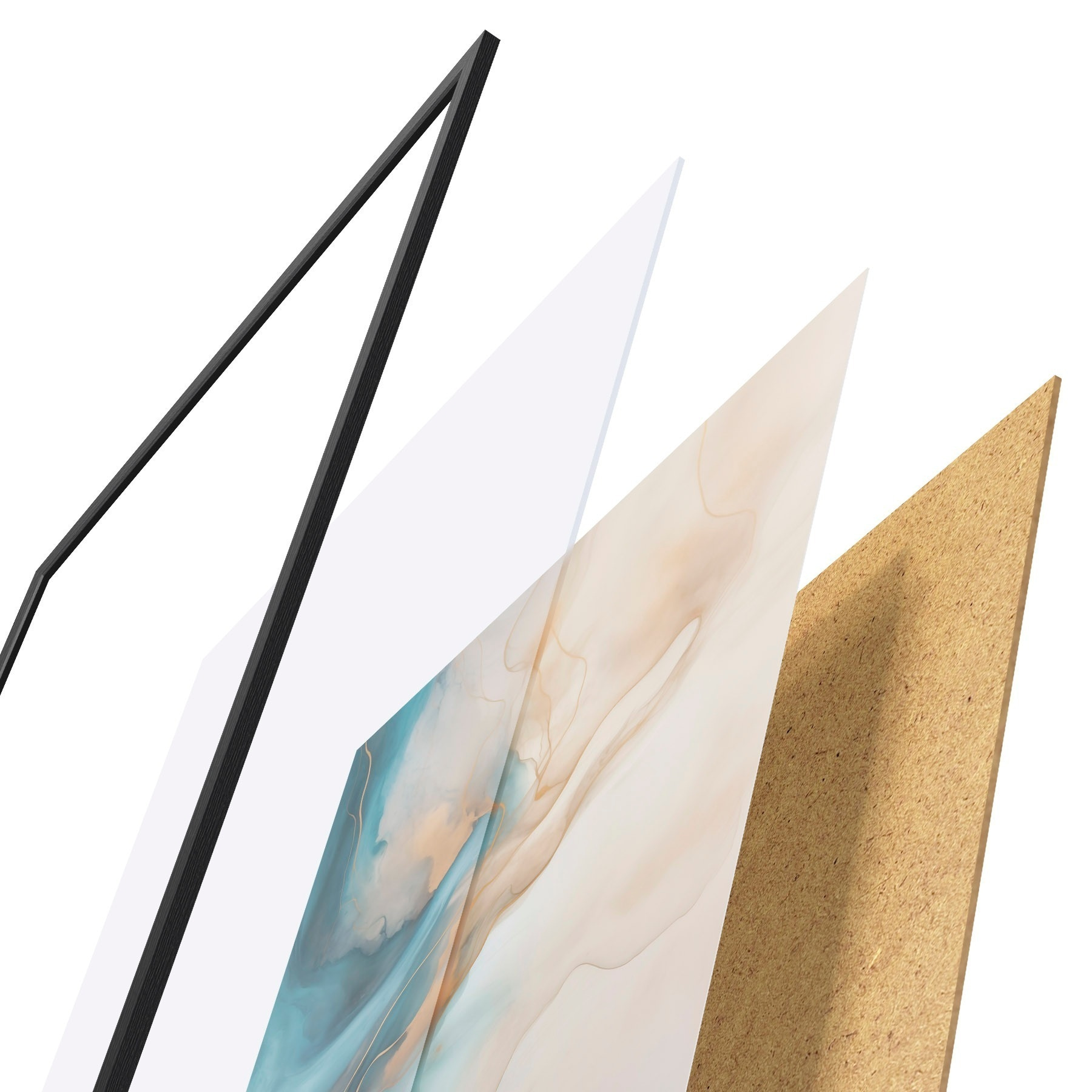 Poster Wellen aus azurblauem und sandfarbenem Marmor f51082