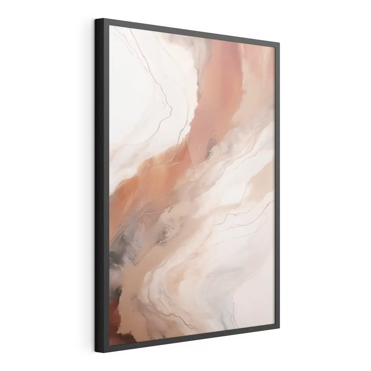 Poster Warme Terrakotta-Wellen in der Fluid-Art f51085