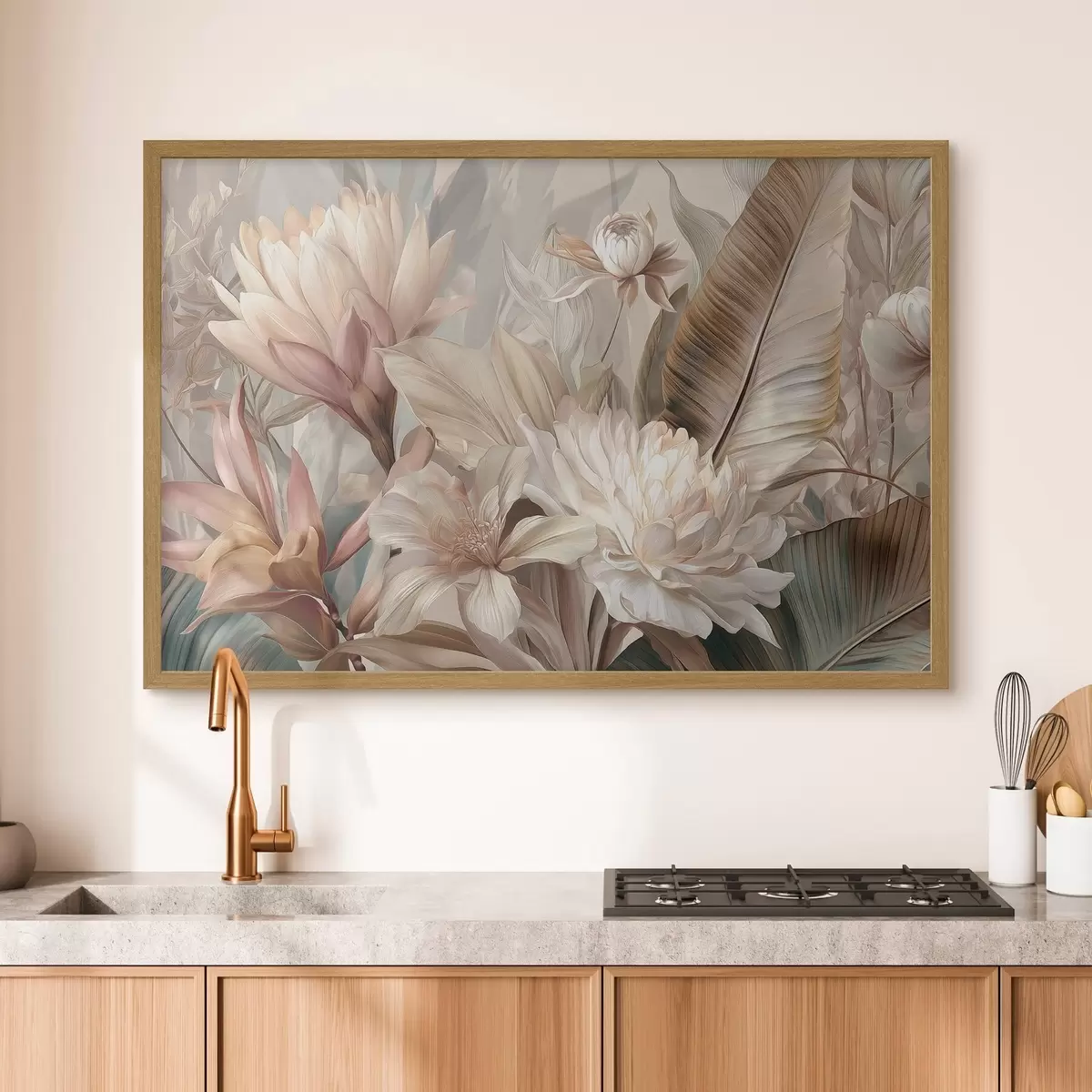 Poster Exotischer Blumenstrauß in Pastelltönen f51095