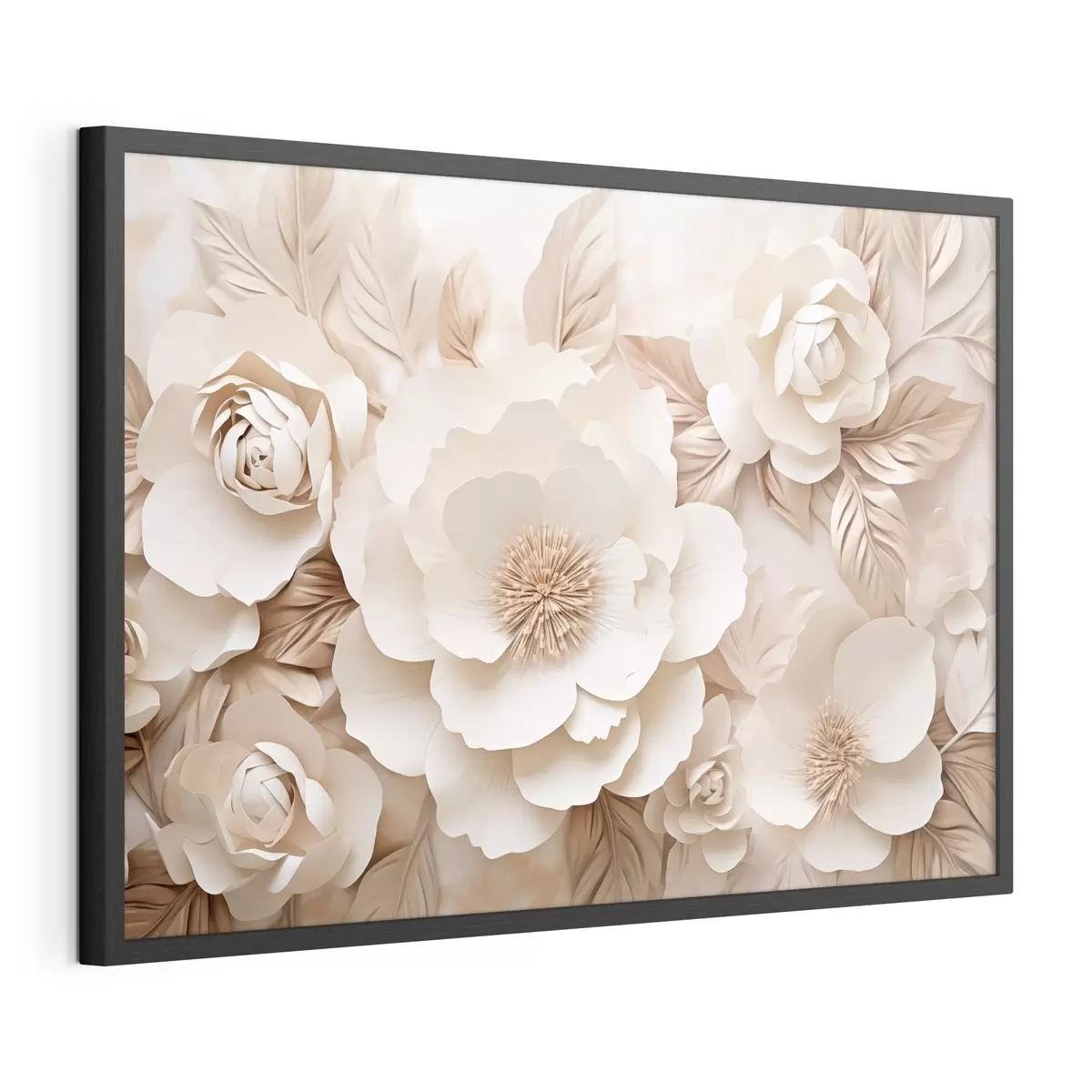 Poster 3D-Gipsrelief mit weißen Blumen f51096