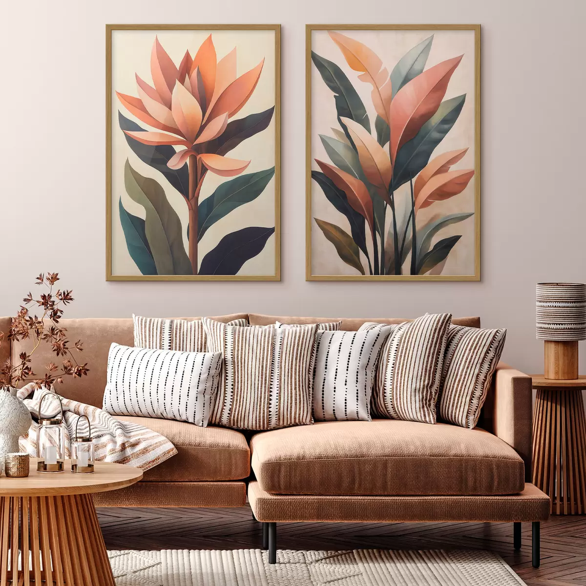 Poster Abstrakte Blumen und Blätter d31105