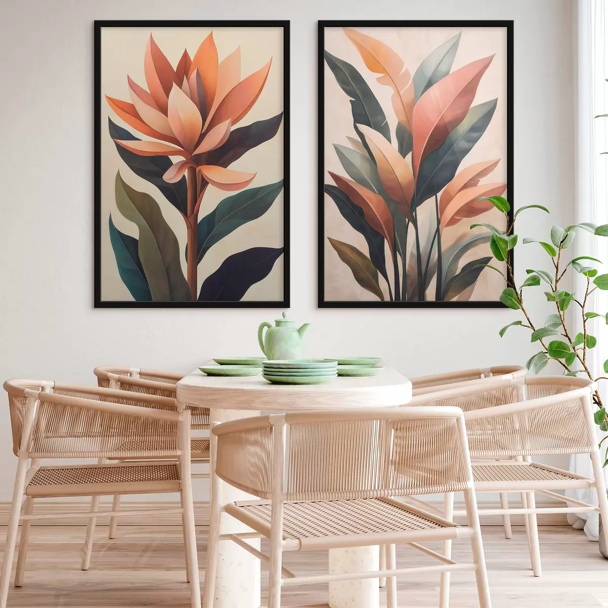 Poster Abstrakte Blumen und Blätter d31105