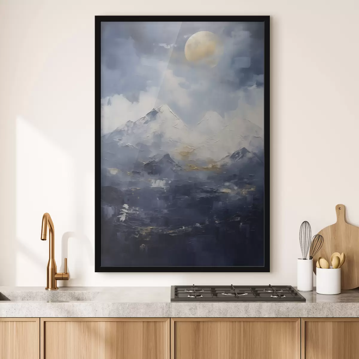 Poster Nächtliche Berglandschaft, Nachbildung eines Gemäldes f51165