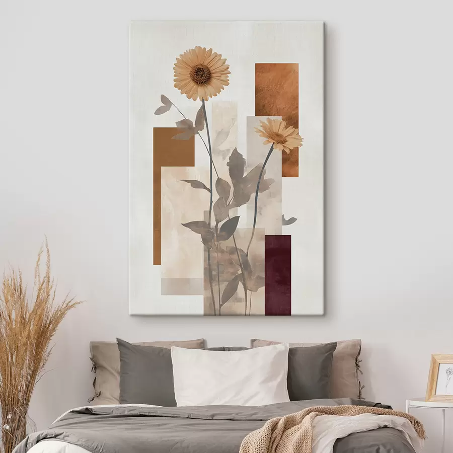 Fototapete Blumen und geometrische Formen s51179