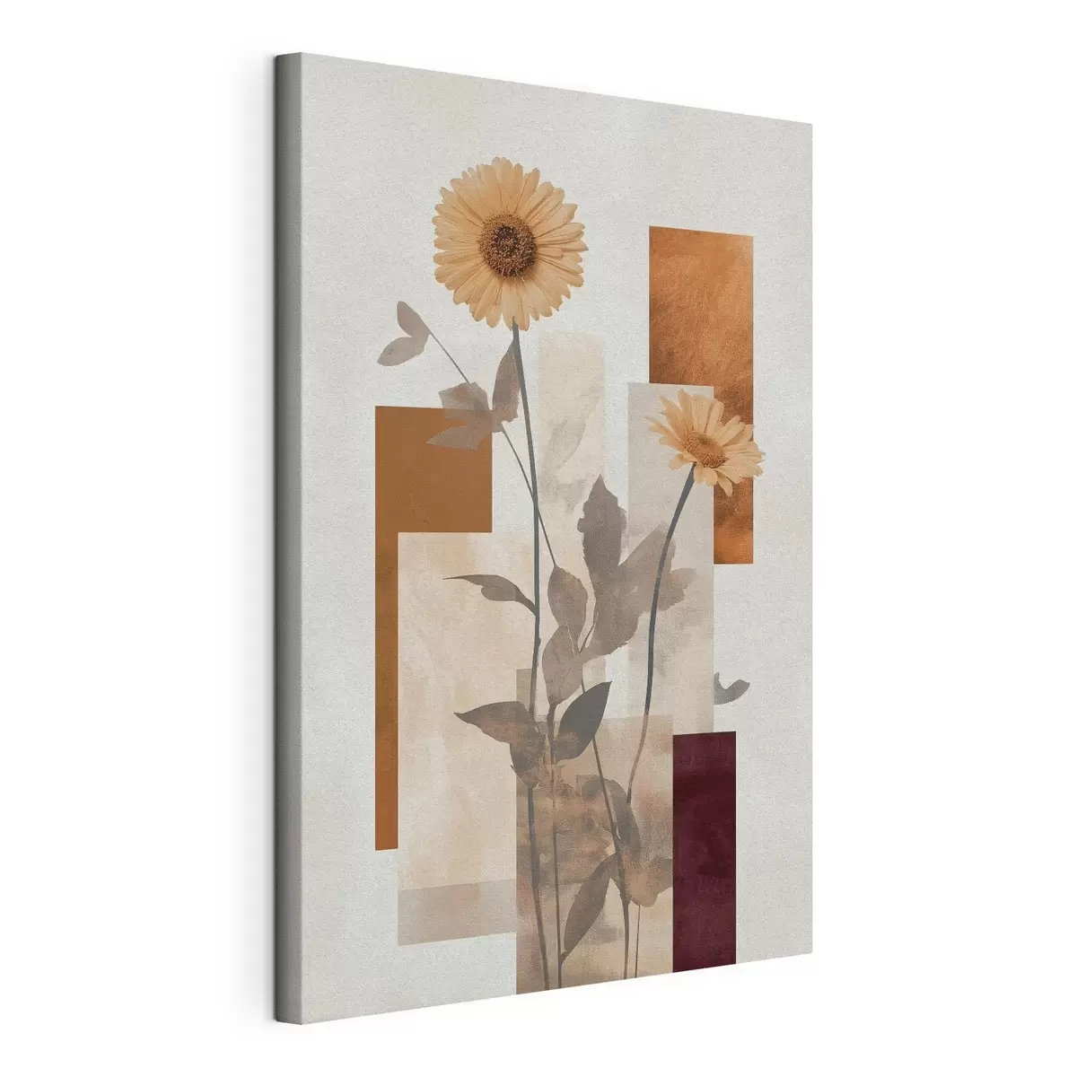 Wandbilder Blumen und geometrische Formen s51179