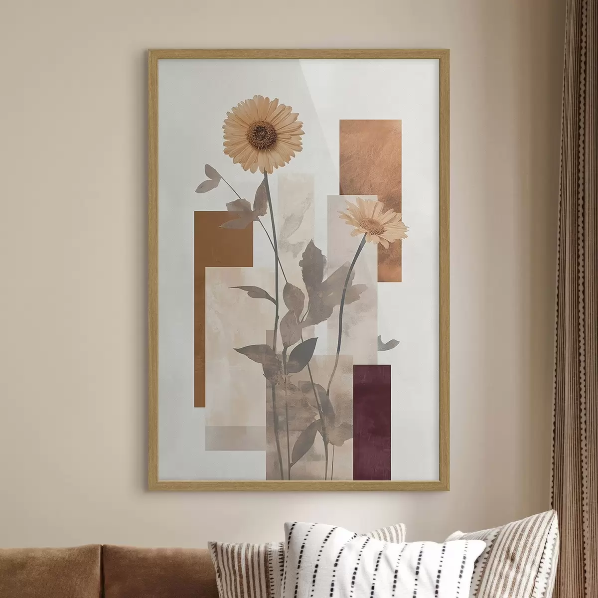 Poster Blumen und geometrische Formen f51179