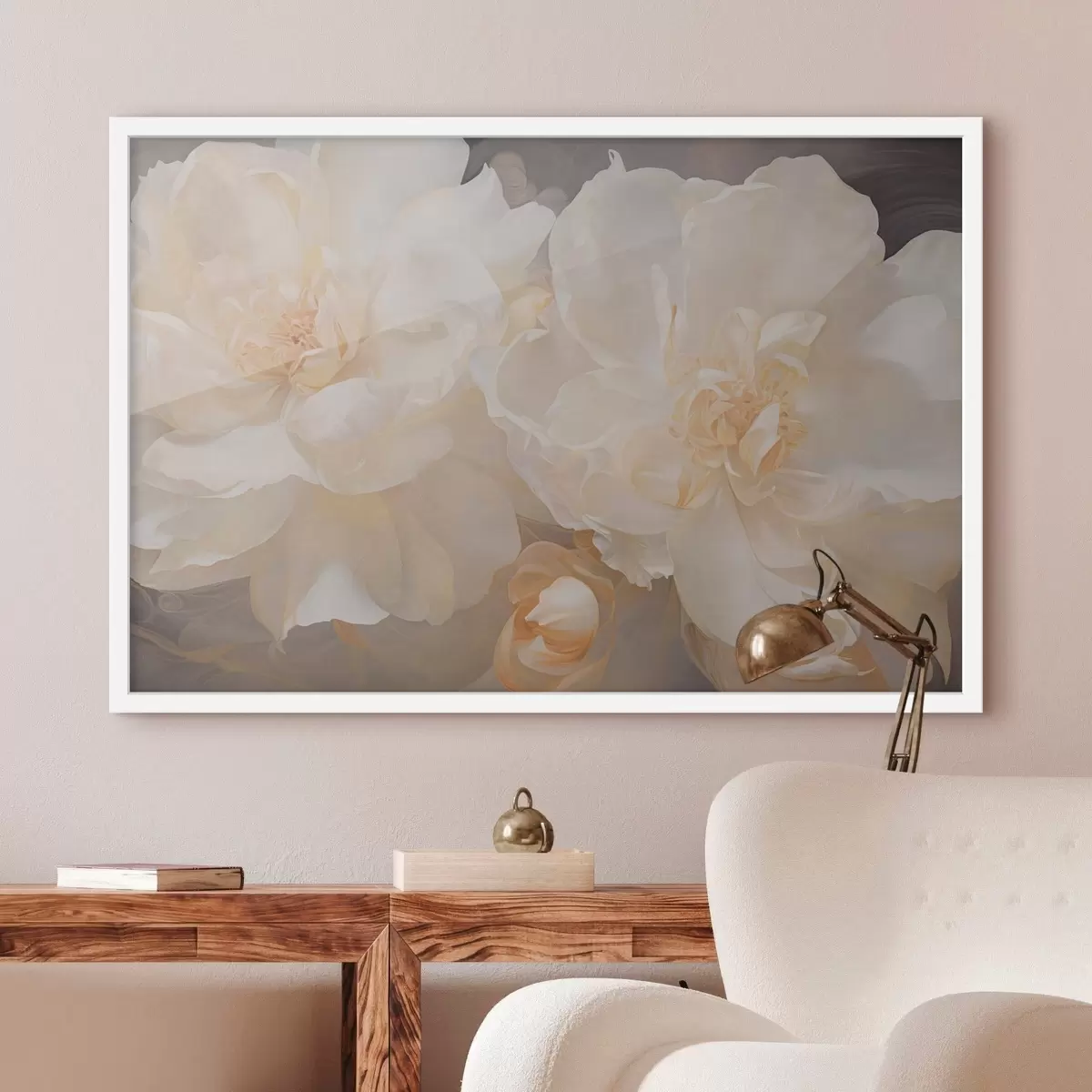 Poster Helle Doppelpfingstrosen – Nahaufnahme f51088