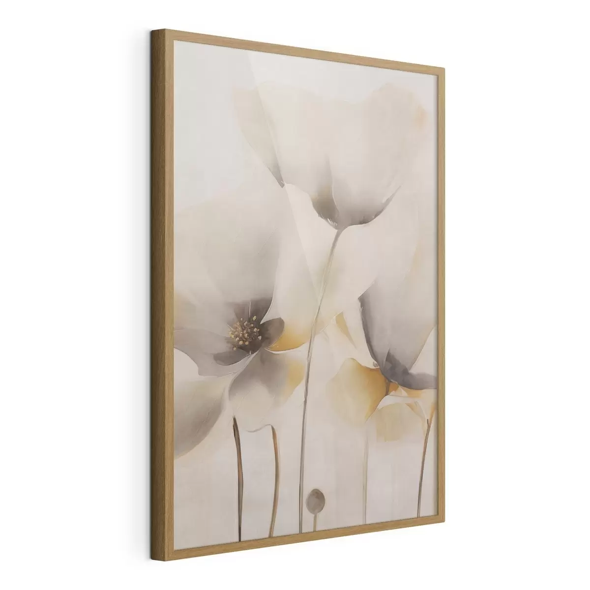 Poster Luftige Mohnblumen in Beige-Tönen f51090
