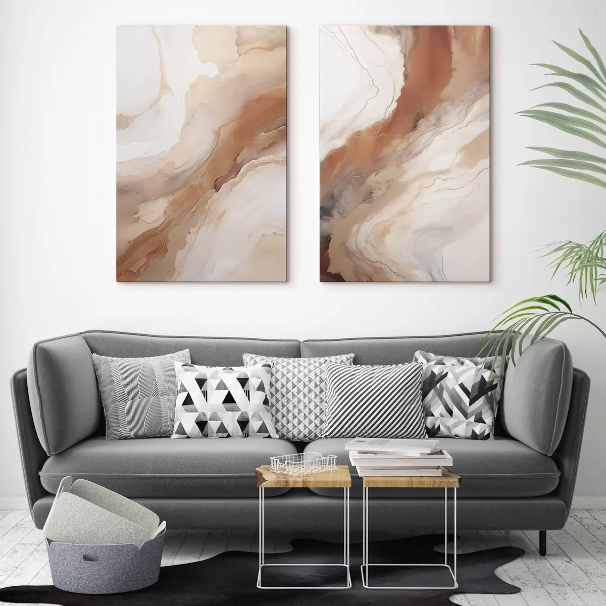 Wandbilder Flüssige Kunstschichten in Beige und Terrakotta m31089