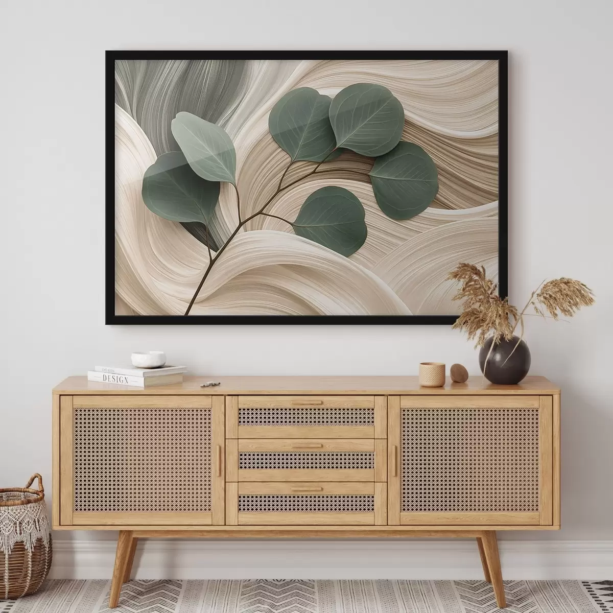 Poster Abstrakte Blätter und wellenförmige Linien f51283