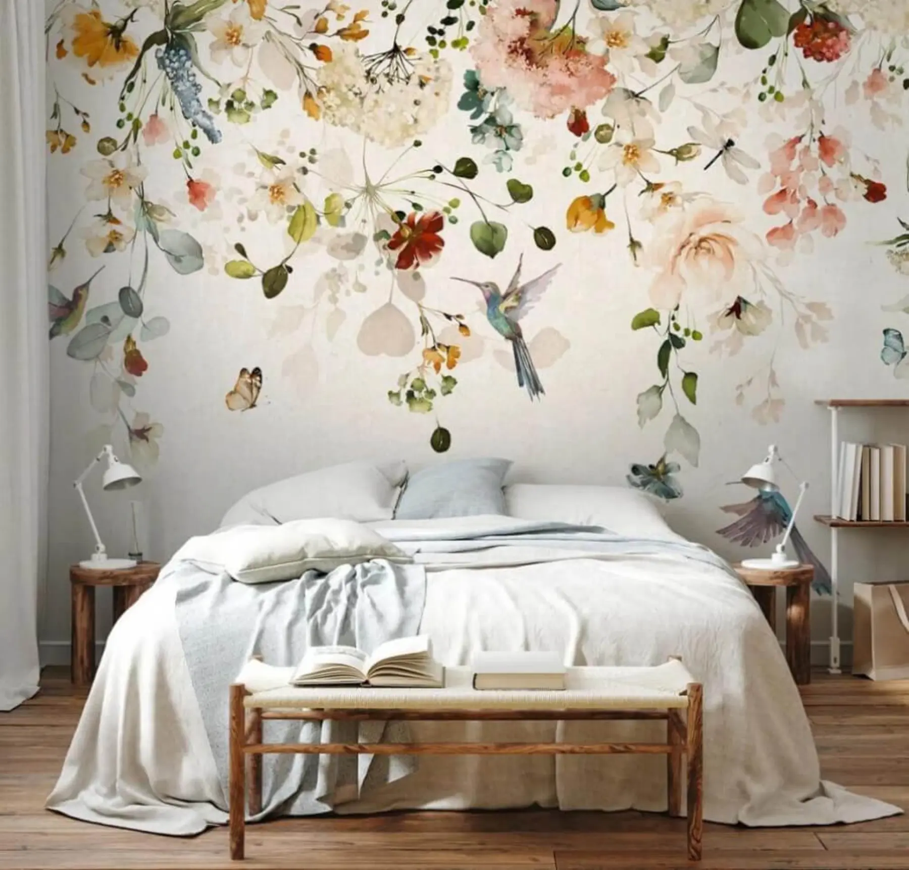 Fototapete Blumen und Kolibris u59610