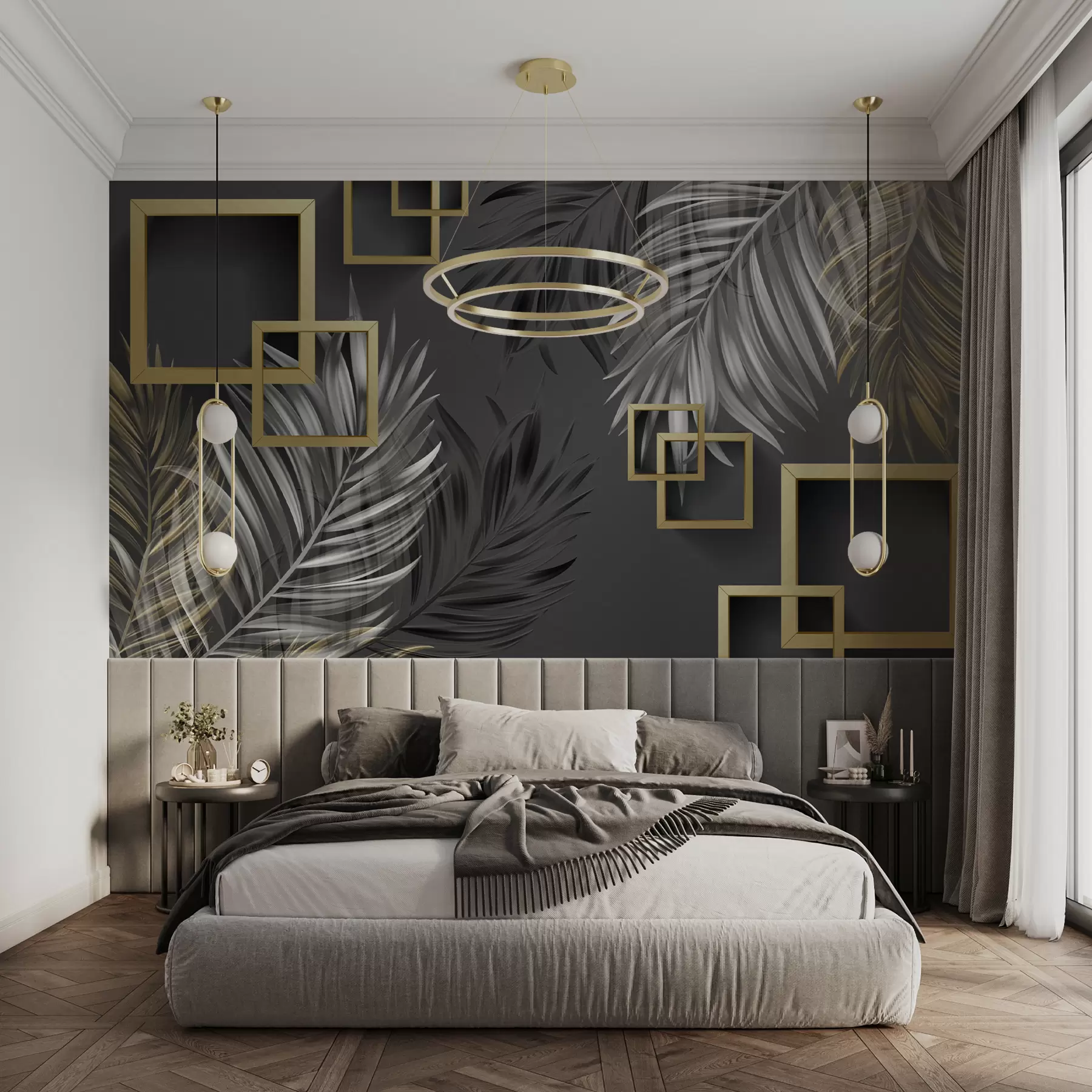 Fototapete Palmblätter, Quadrate u80469