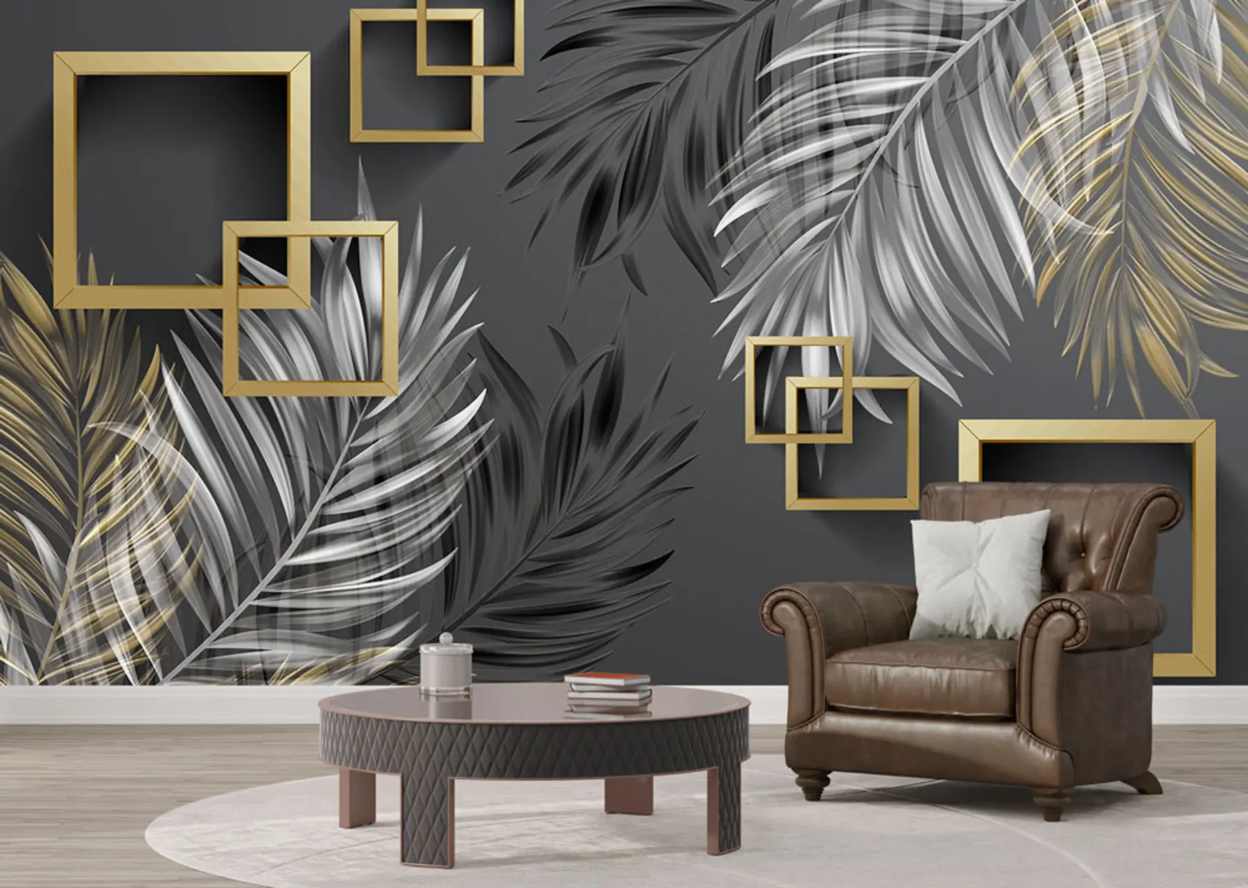 Fototapete Palmblätter, Quadrate u80469