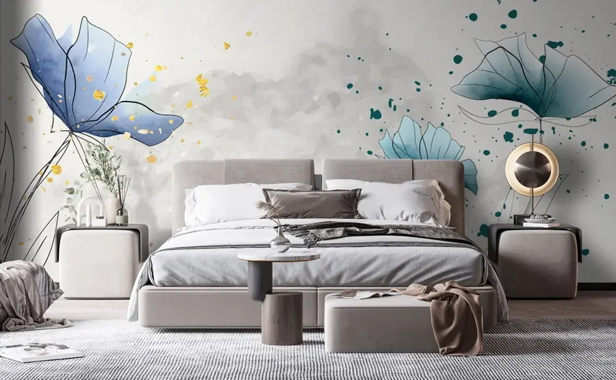 Fototapete Aquarell blaue Blumen u72112