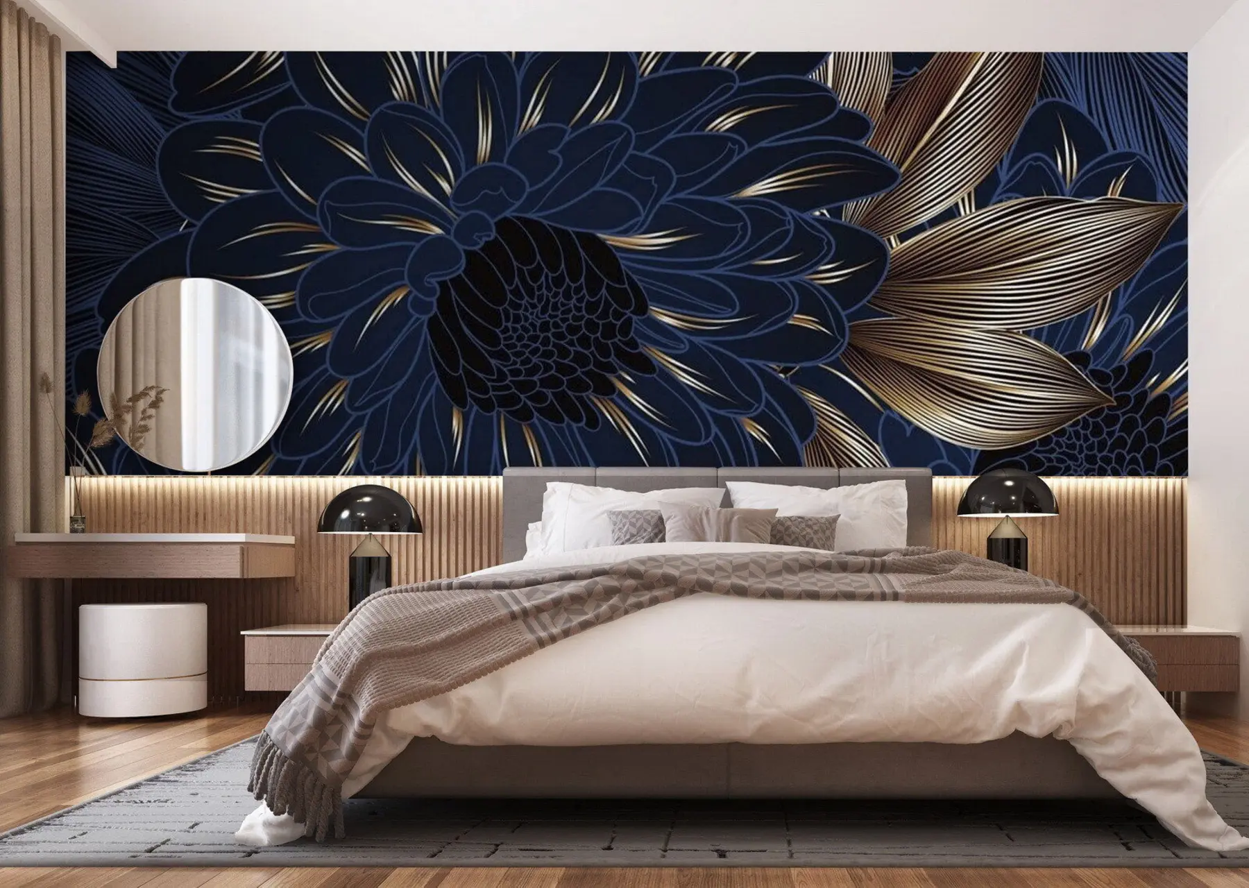 Fototapete Blumen und Blätter der Chrysantheme u72140